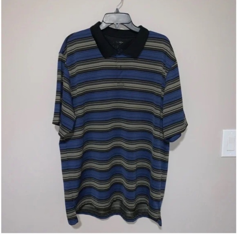 Striped Blue and Black Men's Polo Shirt IZOD XXL